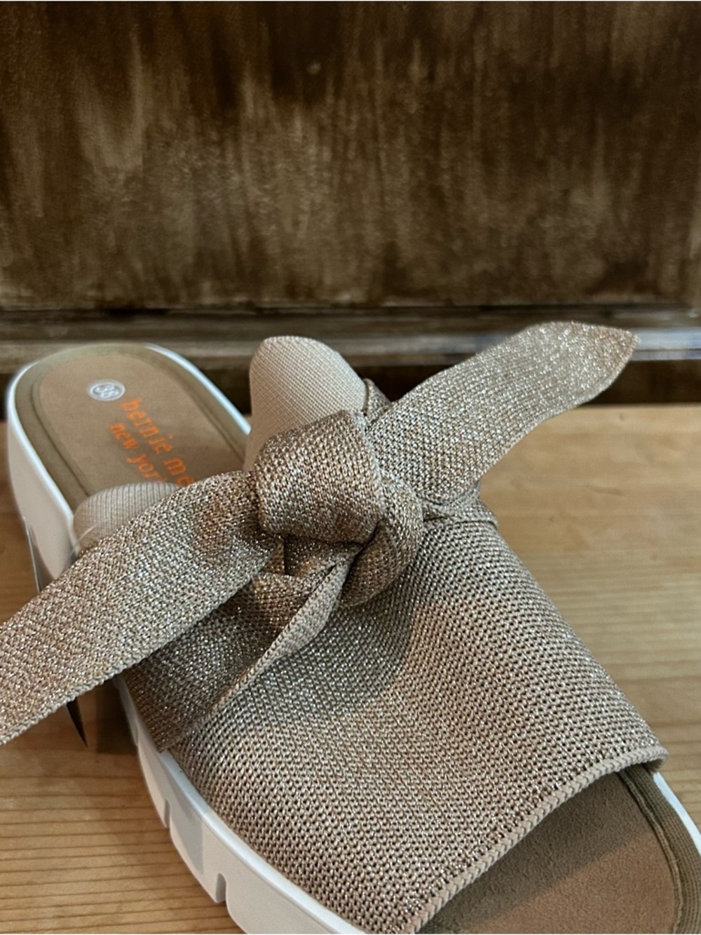 Metallic Knot Slide Sandal in Gold